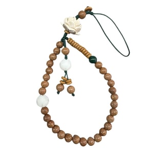 Mini Diamond Buddha Lotus Pendant – Anti-Loss Wrist Strap & Phone Lanyard  Handmade Prayer Beads Accessory
