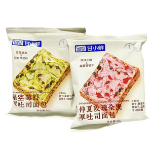 【中国直邮】 甘小鲜 仲夏玫瑰+星空莓野厚吐司面包混合*160g