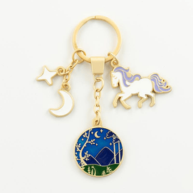 【中国直邮】 中国国家博物馆 国家博物馆 国家博物馆 以梦为马钥匙扣国风挂件 星月-深邃蓝 4*4cm