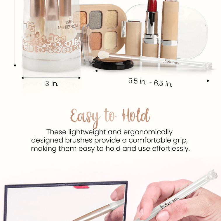 アメリカンインプレッション ドレッシングテーブル ハローキティ かわいいアイコン 6ピース ソフトブリッスル メイクブラシセット (ホワイト) 7