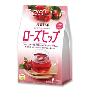 【日本直邮】 日本 日东红茶 滋润玫瑰果 无咖啡因玫瑰茶 8条装