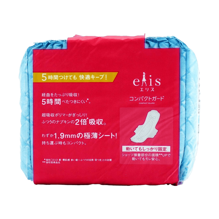 日本ELIS怡麗 便攜式超薄瞬吸型衛生棉 量多日用型 有護翼 250mm 19枚入*3包【超值3包】 3