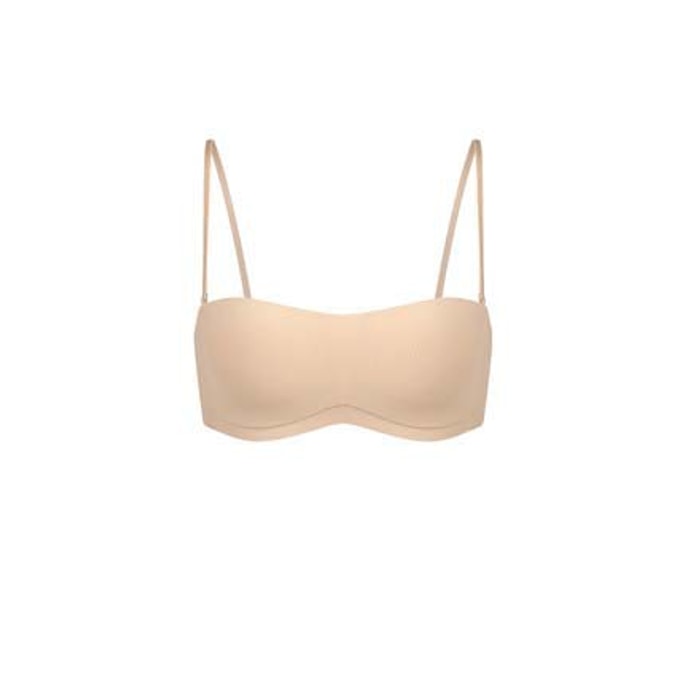 Half Cup Removable Strap Tube Top. Nude. M