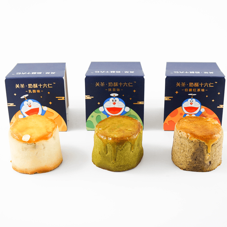 【北美独家】关茶X 哆啦A梦 奶酥十六仁糕点 月饼礼盒 6枚心意装 300克【本礼盒刀叉为塑料刀叉】 20