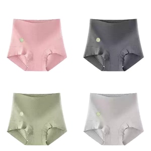 【中国直送】Catman Miiow レディース ボクサーブリーフ ハイウエスト ブリーフ、綿 100%、シームレスおなかコントロール、8 枚パック、ピンク、ダークグレー、グリーン、ライトグレーの各 2 組、XL コード