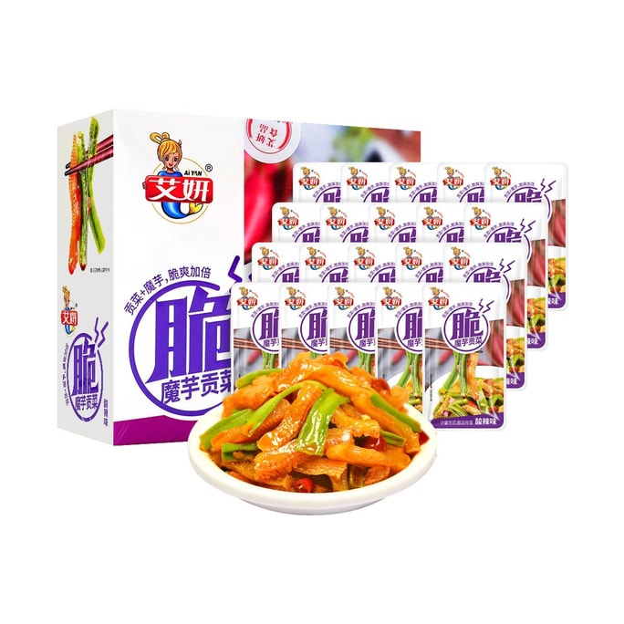 艾妍 魔芋贡菜 酸辣味 20包入 300g【双倍脆爽】【网红零食】
