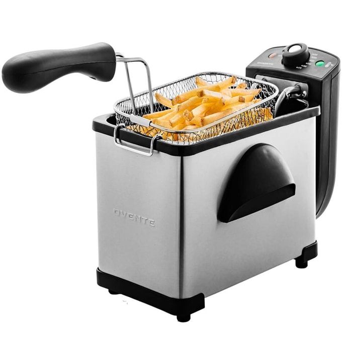[미국에서 직접 우편 발송] 1500W 전기 튀김기 2L 조절 가능한 온도 튀김기 튀김 바구니 포함 조절 가능한 온도 분리형 튀김 바구니 세척이 쉬운 스테인리스 스틸 본체 실버