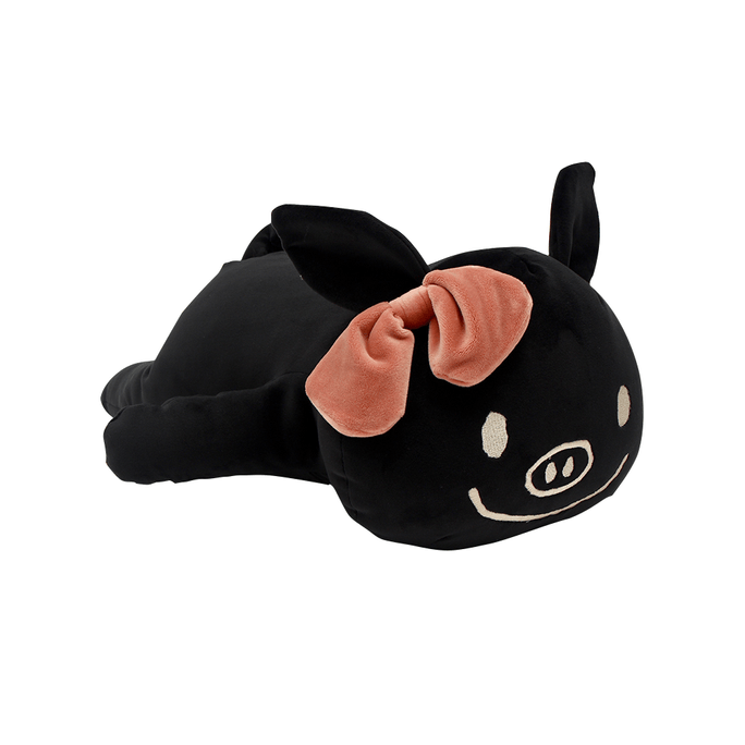 Luckypig||くすくす笑う豚の枕||ハッピー ブラック サイズ M