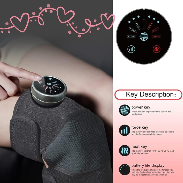 Knee Massager,Valentines Day Gifts for Her Him,Knee Shoulder Massager with Heating,Gifts for Boyfriend Girlfriend Women Men(1PCS Black) 3
