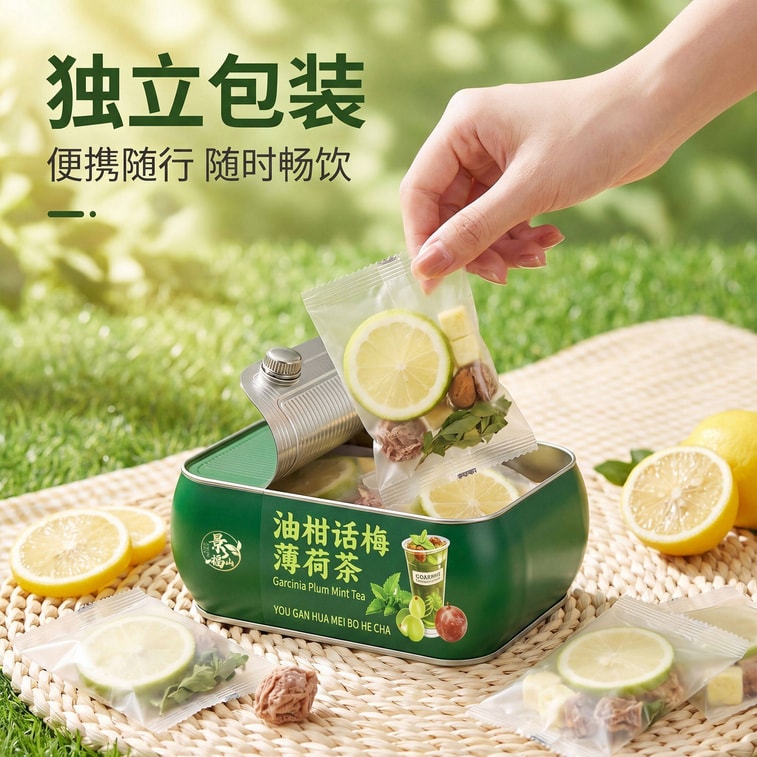 【中国直送】京福山ミントプラムレモンティー、無添加、夏に最適、フルーティーなお茶、DIYトレンドドリンク代替品、55g×2箱【甘酸っぱくて爽やか、夏に最適】 6
