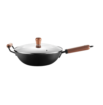 No coating no boiling pot Chinese stir-fry pan (third generation) 33cm Removable handle Wok with glass lid[5-7 Days U.S.
