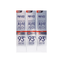 韩国MEDIAN麦迪安 成人牙膏 93% 強效淨白亮白牙膏 白色清新薄荷 美白去渍 120g*3支装