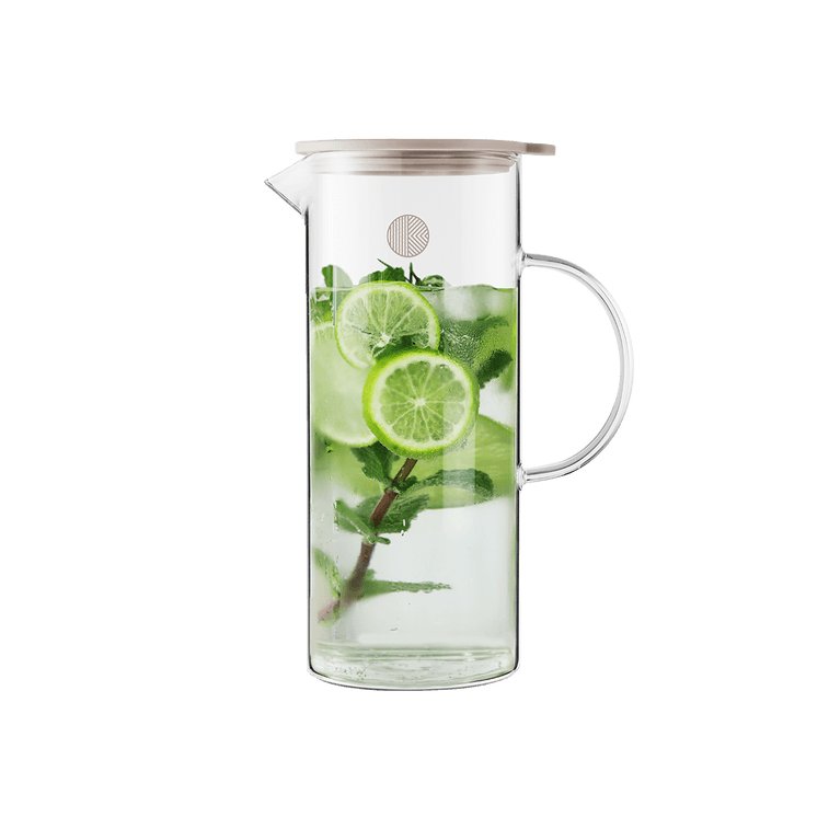 Pichet d'eau transparent en verre avec couvercle, 40,58 fl oz 12
