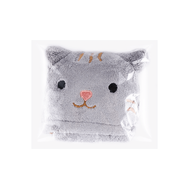 商品详情 - 日本SUN SMILE 毛绒动物型可收缩折叠毛巾 猫咪 - image  0