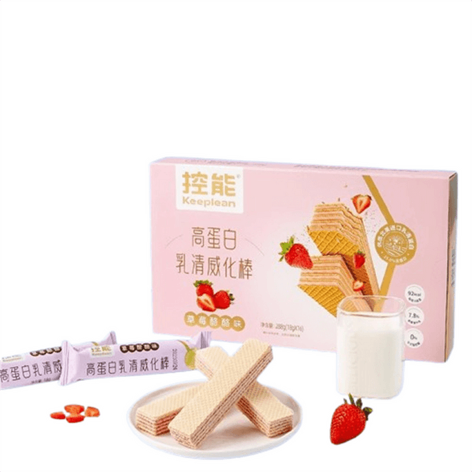 High-protein whey wafer sticks with  Strawberry cheese flavor  288 g   1 box