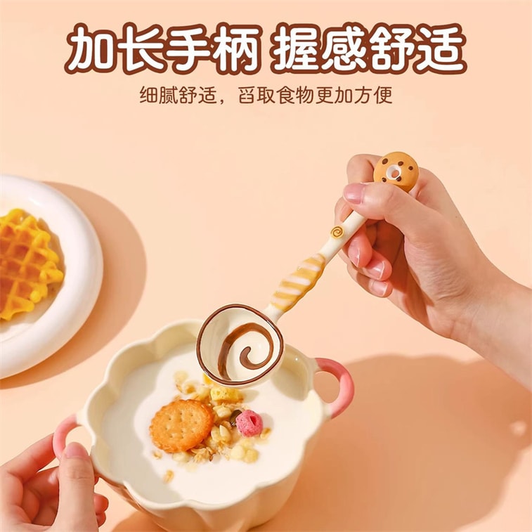 Cute ceramic spoons, high-value personal long-handled soup spoons, quirky little spoons and ladles, 4-pack 4