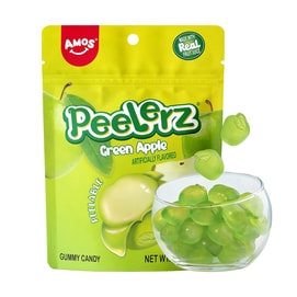 Peelerz Peeling Gummy Candy ,Green Apple Flavor, 6oz【Made With Real Fruit Juice】