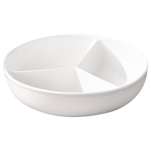 Ceramic Divided Steaming Tray For Home Use: Breakfast, Low-Fat, Portion-Controlled, Water-Separating, And Fruit Serving Tray—3 Compartments No Lid, Size 23cm
