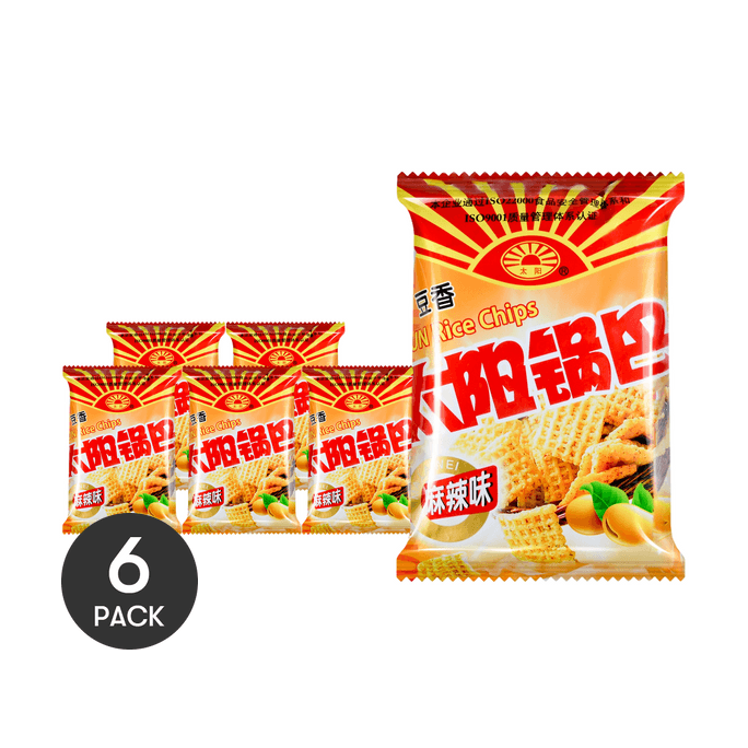 太陽 豆香鍋巴 辣味 50g *6【6份超值裝】【童年懷舊經典零食】【陝西特產】