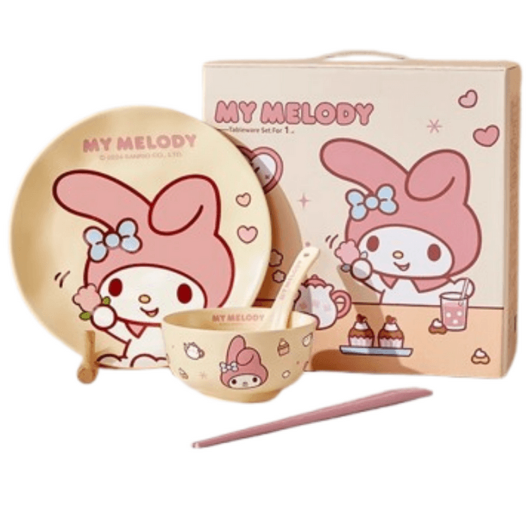 中国直邮】 Marsica 三丽鸥餐盘套装陶瓷餐具礼物MY MELODY款4件套- 亚米
