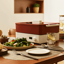 韩国DR.HOWS Doran Doran 多功能一体锅分体式料理电火锅烤肉电烧烤炉 可容纳多种锅具 红色 【家居展会奖】