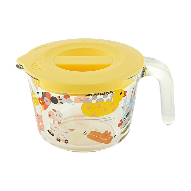 Tasse de petit-déjeuner avec couvercle et tasse à mesurer en verre graduée, tasse à lait colorée pour fête, 500 ml 6