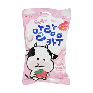 韓國LOTTE樂天棉花糖草莓牛奶味軟糖 63g 【軟糯Q彈】【專利充氣工藝】