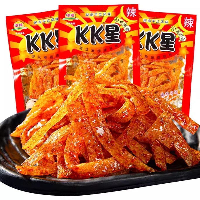 [중국에서 온 다이렉트 메일] Dejian Spicy KK Star Spicy Strips 후난 특산품 매운 매운 어린 시절 향수 90 추억 스낵 18g/bag