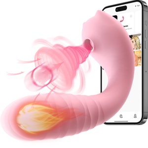 Women's 9-Speed Vibrating Suction and Retractable App-Controlled Vibrator, Dormitory-Quiet Massager