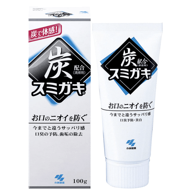 【日本直邮】小林制药 竹炭牙膏牙膏去渍清洁 美白牙齿 白色100g