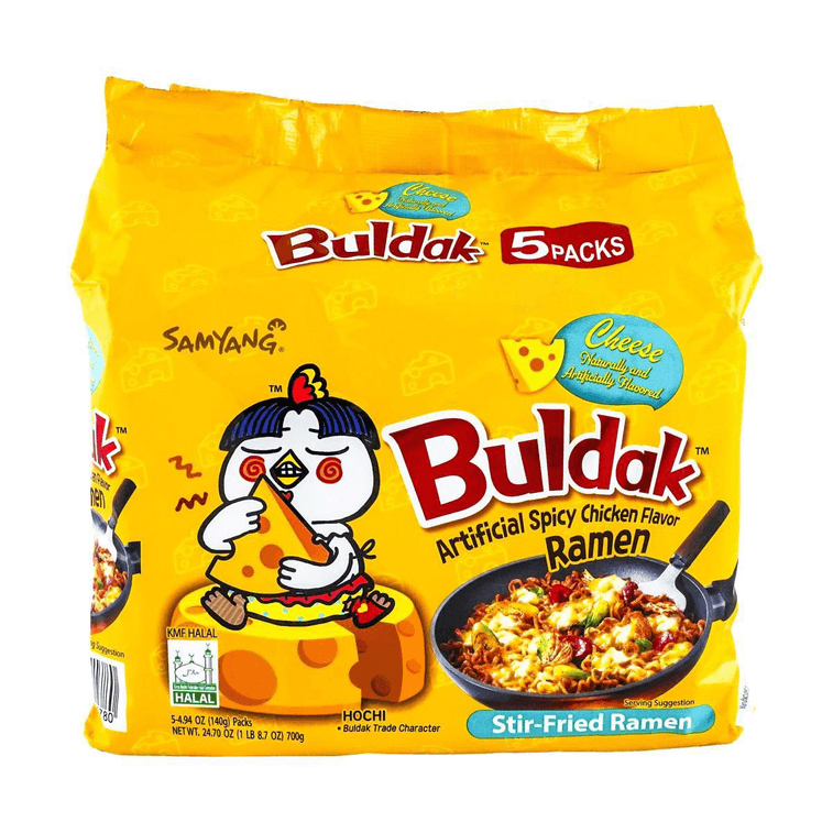 Korean Buldak Noodles Stir-Fried Ramen - Hot Chicken Flavor with Cheese, 5 Pack* 4.93 oz【Trending on TikTok】 11