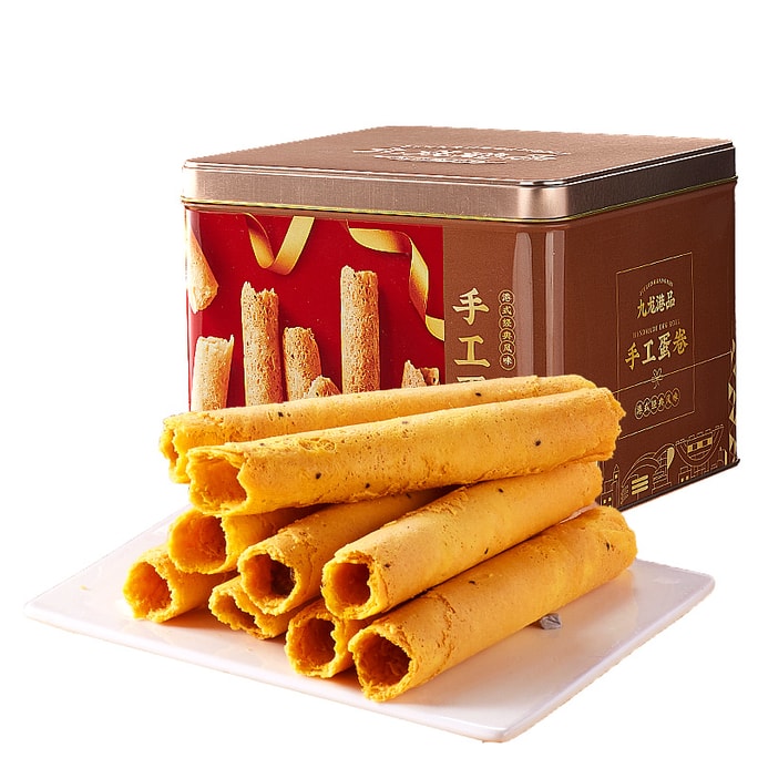  【Top Gift Choice】 Kowloon Delicacies Handmade Egg Rolls 560g Hong Kong Specialty Crispy Egg Rolls Biscuit Pastry Snack Gift Tin