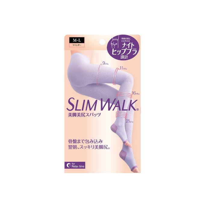 【日本直邮】SLIM WALK 4段压力美腿美臀睡眠连裤压力袜 M-L