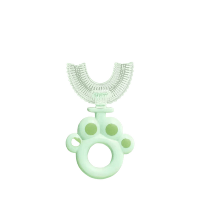 Children's Toothbrush U-Shape 2-3-6-12 Years Old Half Silicone Soft Bristles Brushing God Ash Green