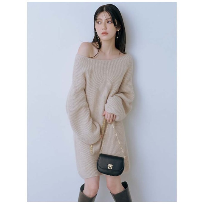 [일본 직배송] 스나이델홈 라쿤털 니트 스웨터 원피스, 라이트 베이지, 사이즈 M (1개)