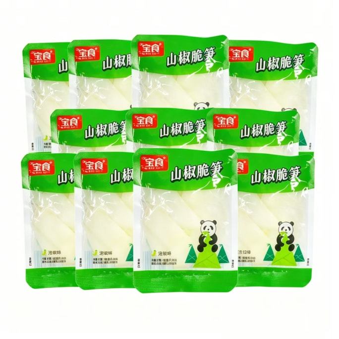 Fresh Wild Chilli Crispy Bamboo Shoots, Ready-to-eat Pickled Bamboo Shoots Slices And Sticks, Sour And Spicy Bamboo Snacks, 20g*12 packs (240g), Chilli Flavour Bamboo Shoots