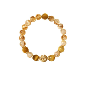 【中国直邮】 安康优品 阿吉豆 黄水晶手链女新中式国风招财转运珠子饰品手饰礼物手串首饰 16cm