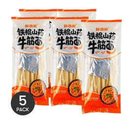 醉语阁 铁棍山药牛筋面 附带调料 150g  *5【5份超值装】【宵夜即食拌面】