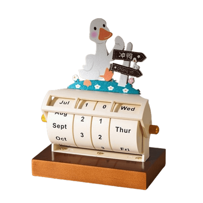 2024 Rotating Wheel Perpetual Calendar Desktop Decoration Countdown Reminder Duck Dashing