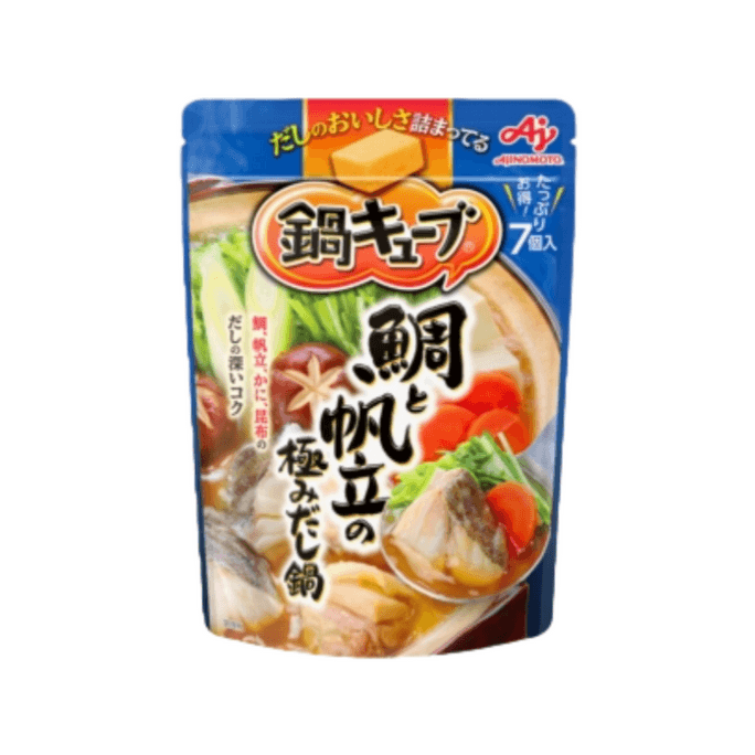 【日本直邮】DHL直邮3-5天到 日本味之素 AJINOMOTO 高汤锅底 调味料 浓厚鲷鱼扇贝海鲜锅 一人份 汤类调味块 7个/袋