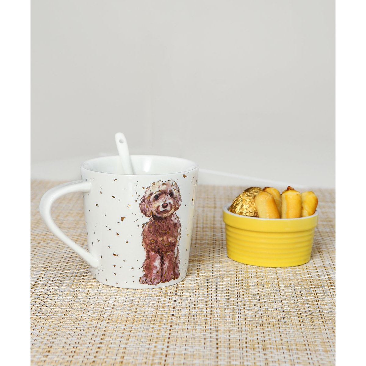 Petorama 泰迪印花白色陶瓷咖啡杯 #棕色泰迪