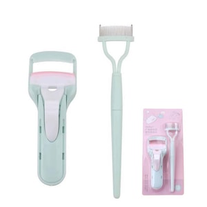 Eyelash Curler With Eyelash Comb Set Green Color 2pcs