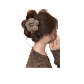 LACE LIPS Plush Flower Large Hair Clip for Women 2026 New Premium Shark Clip Autumn/Winter Hair Accessory, Large Dark Coffee Color *1 Piece