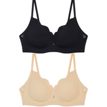 Ubras 凉感花瓣杯夹心软支撑背勾文胸2件套装 黑色+裸感肤色 S+