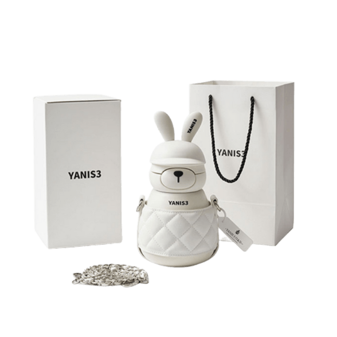 Stainless steel insulated cup with straws for men and women with high aesthetic value Tidal water cup Rabbit white 800ml