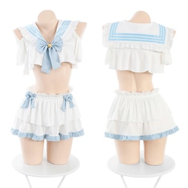 Hollow strapless pure desire college style suit sexy lingerie role play passion 1 piece