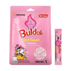 Buldak Carbonara Hot Sauce Stick- Spicy Hot Chicken Flavor Sauce, Korean Chili Sauce, 0.21oz * 50 Sticks