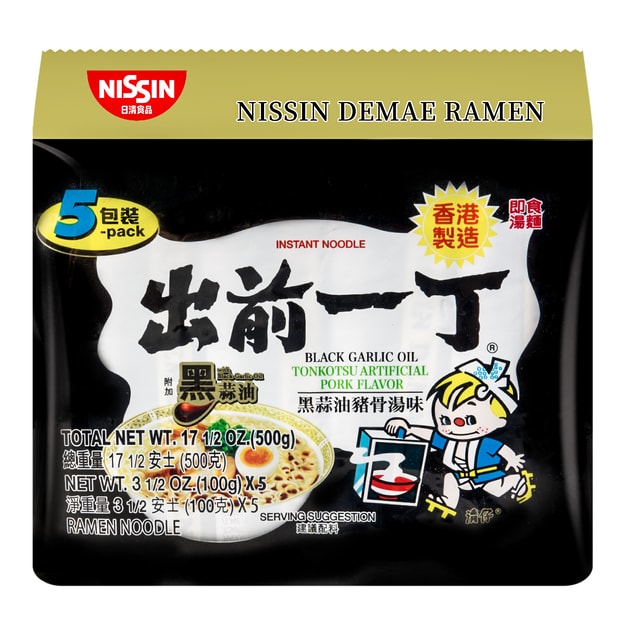 商品详情 - 日本NISSIN日清 出前一丁 即食汤面 黑蒜油猪骨汤味  5包入  500g - image  0