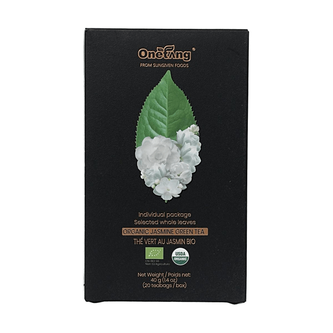 Thé vert au jasmin biologique 1,4 oz (20 sachets) Feuilles entières sélectionnées USDA Organic