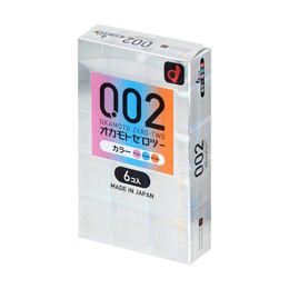 002 초박형 3색 폴리우레탄 콘돔 6개입【일본어판】